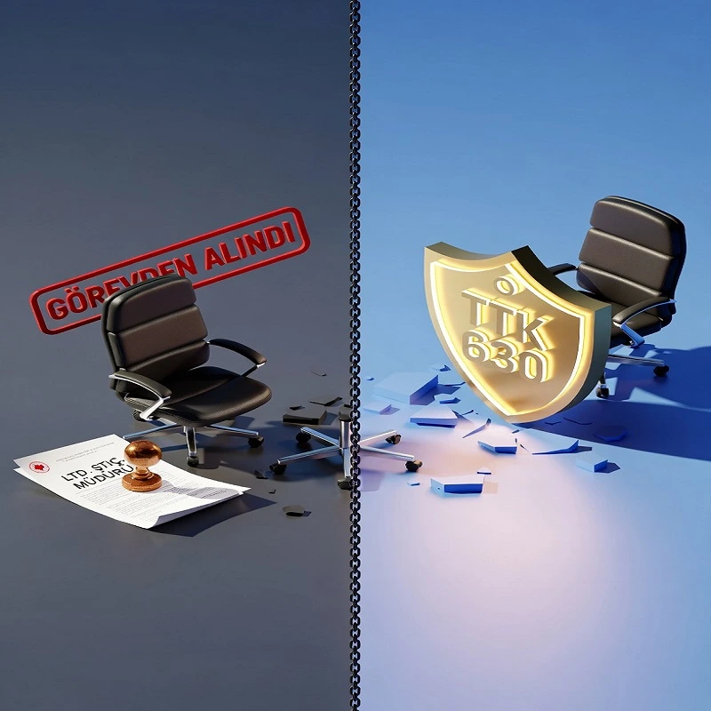 Limited şirkette müdürün genel kurul kararı veya TTK 630 uyarınca haklı sebeple mahkeme yoluyla görevden alınması (azli) sürecini gösteren infografik. Genel kurul ve mahkeme yolları.