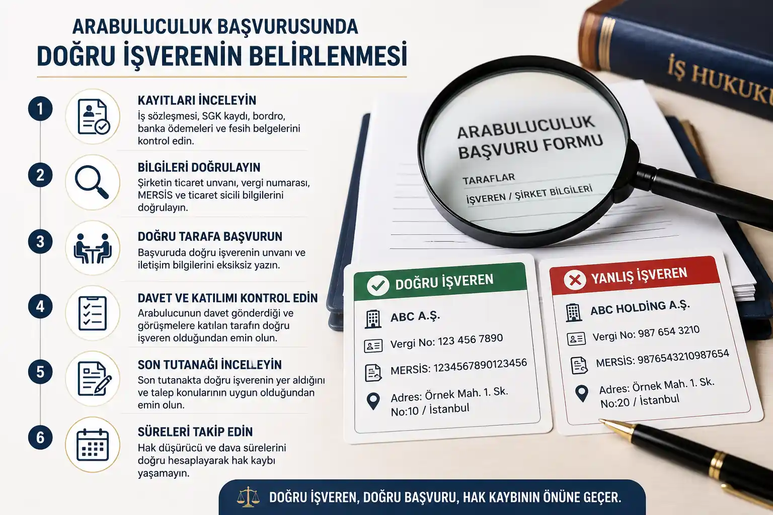 Alt metin: Arabuluculuk başvurusunda doğru işverenin belirlenmesi için kontrol listesi