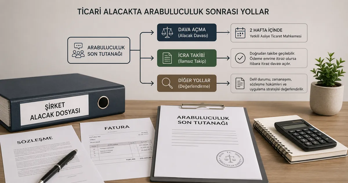 Ticari alacakta arabuluculuk sonrası dava ve icra yolu değerlendirmesi