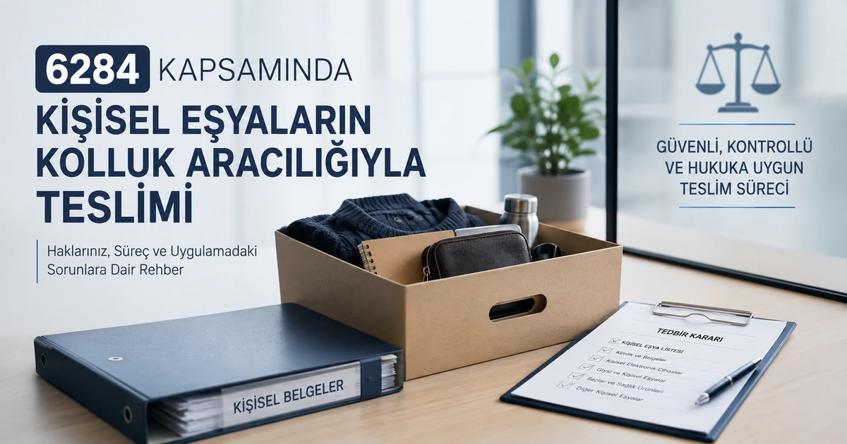 6284 kapsamında kişisel eşyaların kolluk aracılığıyla teslimini anlatan kişisel eşya kutusu, belgeler ve tedbir kararı