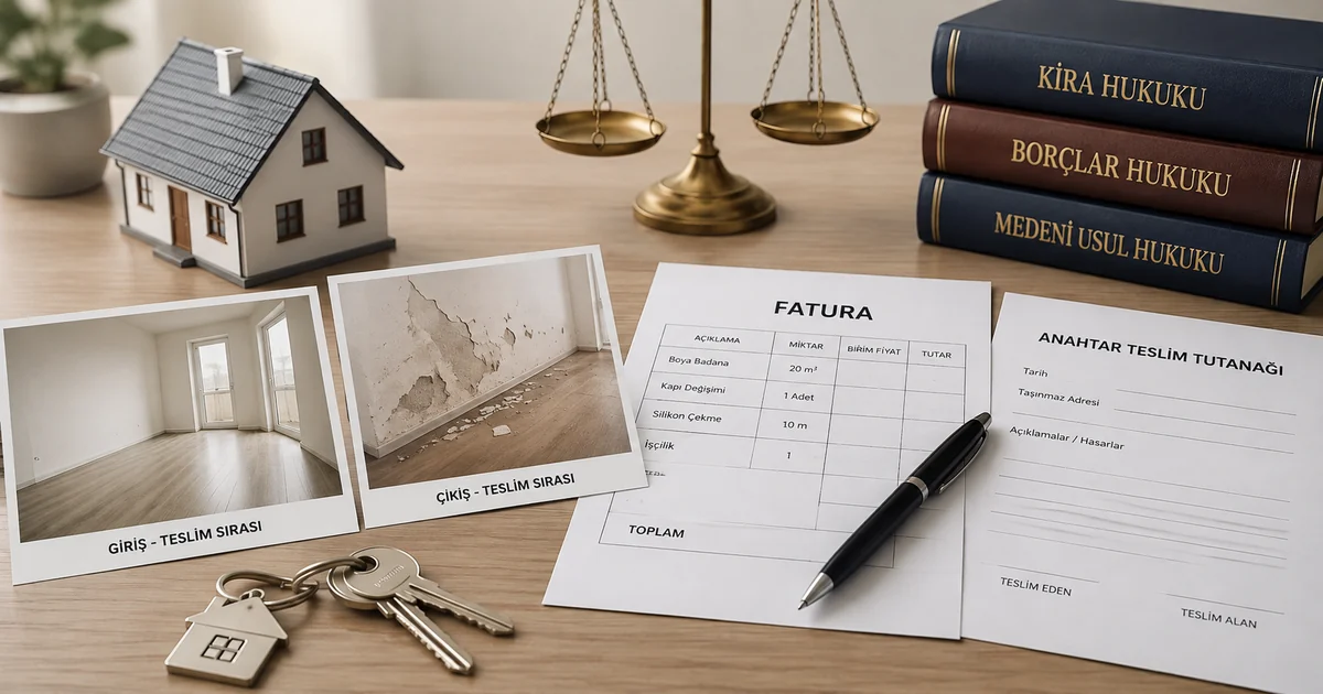 Depozitodan hasar kesintisinde fotoğraf, fatura ve anahtar teslim tutanağının birlikte değerlendirilmesi