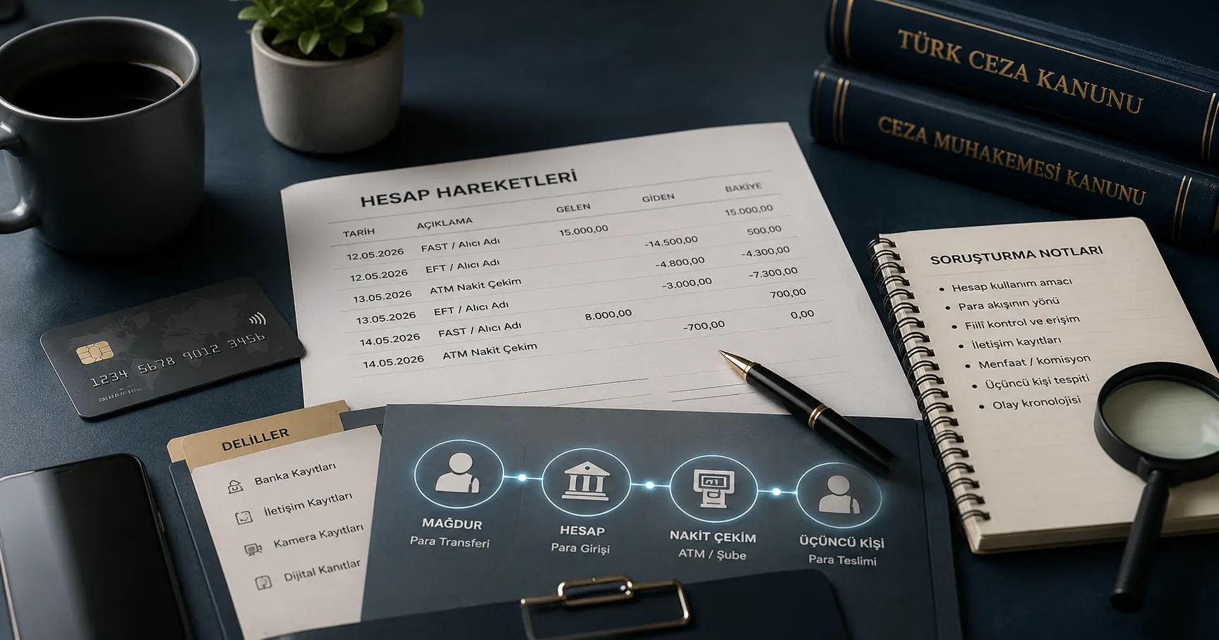 IBAN’ını başkasına veren hesap sahibinin dolandırıcılık soruşturmasında banka kayıtları ve deliller