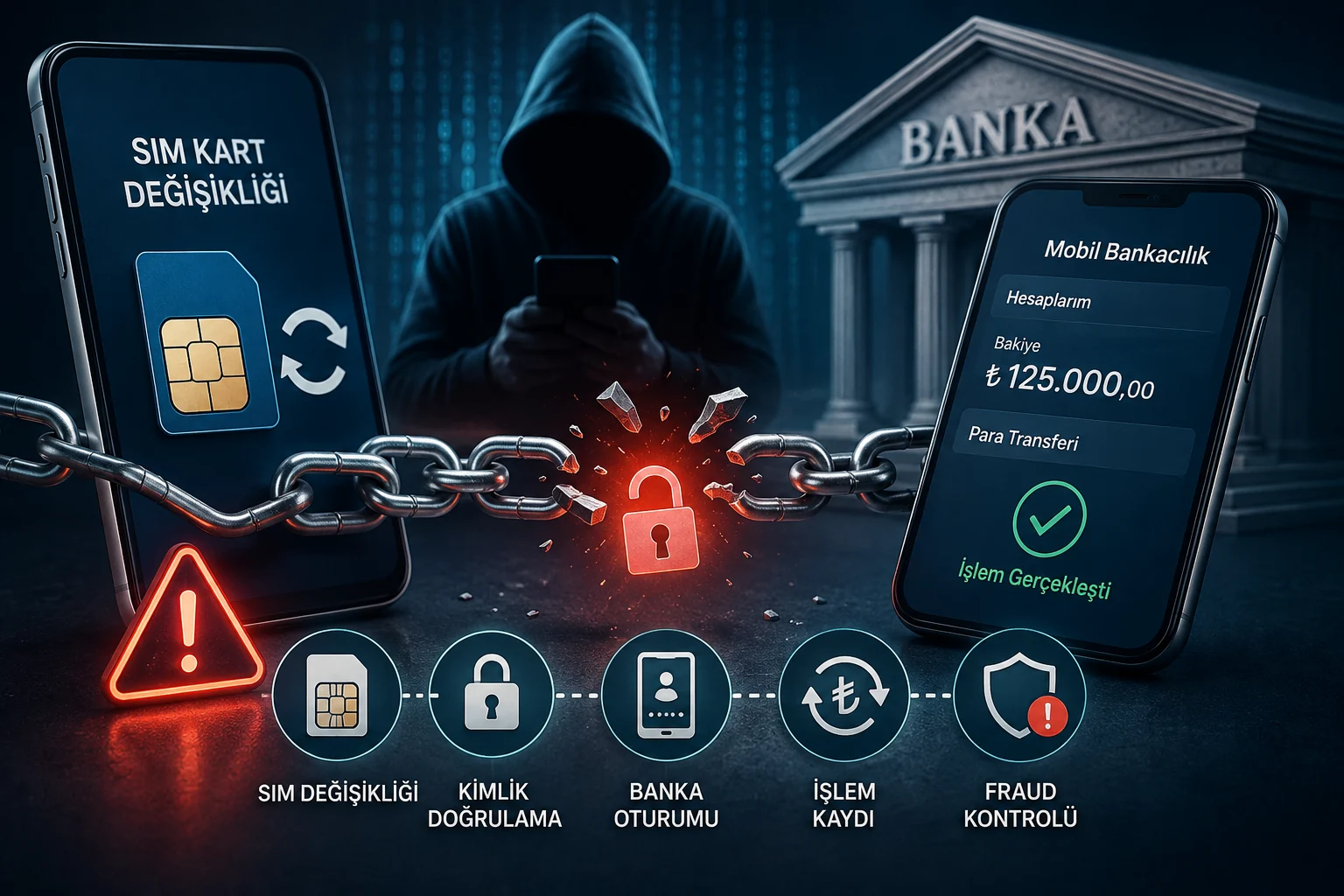 SIM kart değişikliği sonrası yetkisiz mobil bankacılık işlemi ve hesap güvenliği