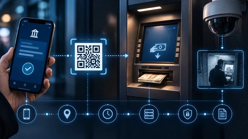 Mobil uygulama oturumu, QR işlemi ve ATM kamera kaydının aynı zaman çizelgesinde karşılaştırılması
